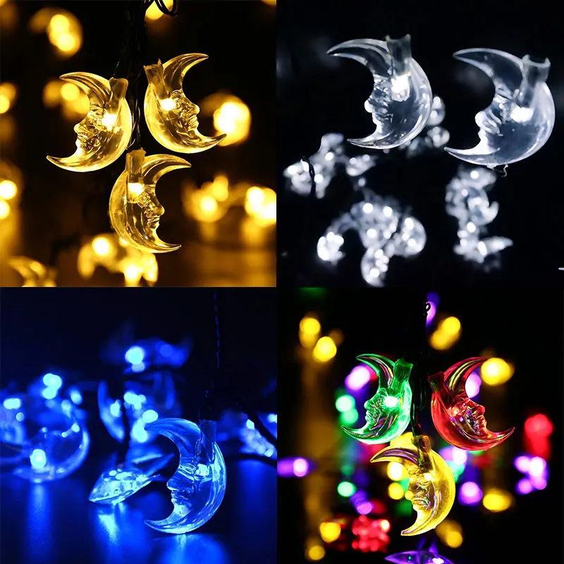 

SZYOUMY 20 LED Moon Solar Shape String Lights Christmas Lights With Light Sensor For Outdoor Garden Wedding Christmas Party