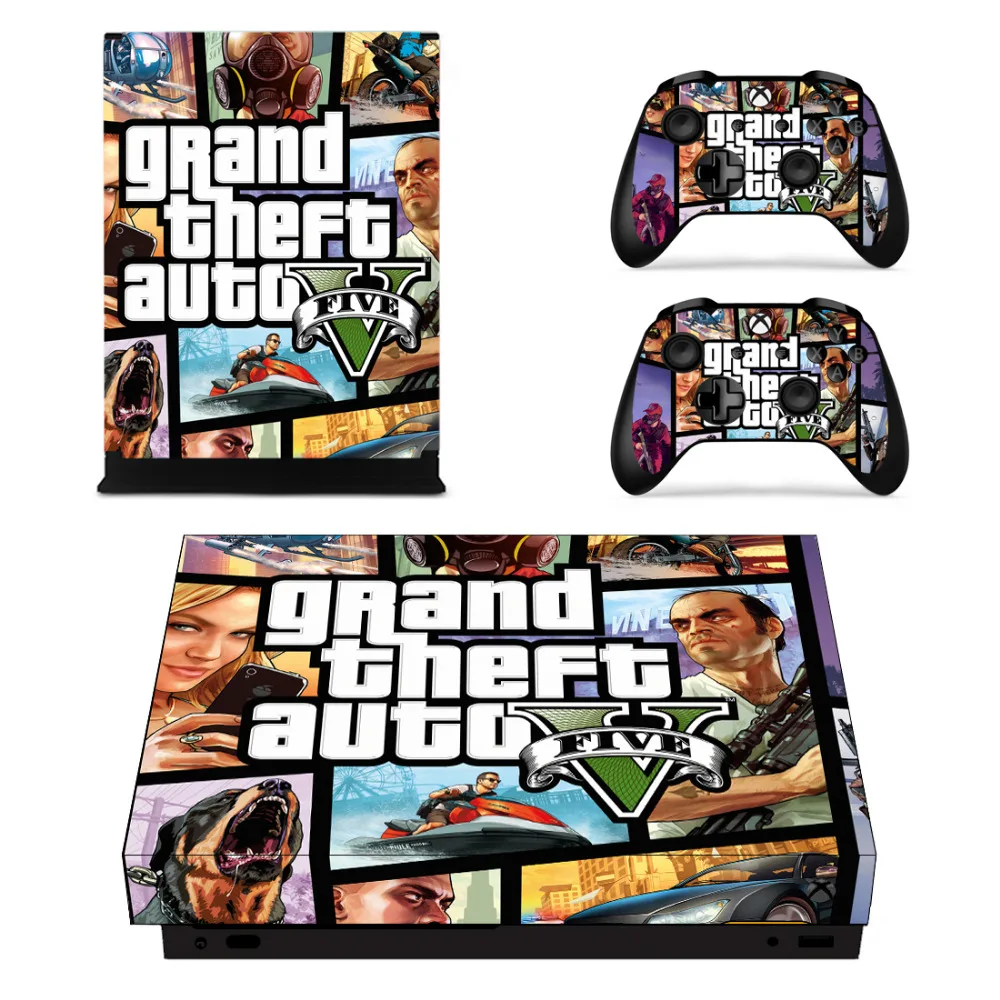 Grand Theft Auto V GTA 5 наклейка для Microsoft Xbox One X консоль и 2 контроллера виниловая