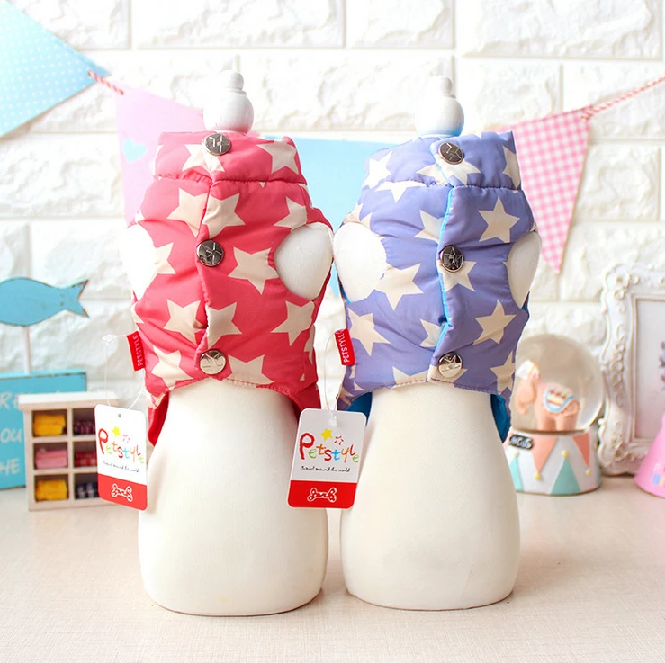 Милая одежда со звездами для домашних животных зимнее пальто йоркширских собак