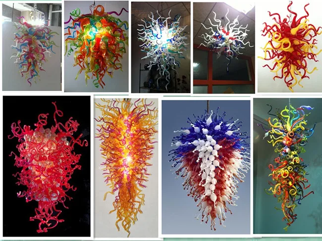 

Round Flower Blown Glass Chandelier, Colored Art Chandelier Murano