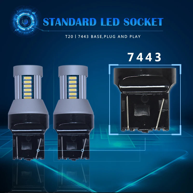 R8 2 шт. T20 7440 W21W светодиодный 7443 W21/5W ные лампы 4014 30SMD Автомобильные фары указатели