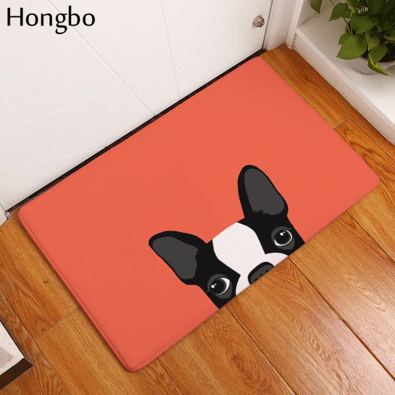 5 Hongbo 40*60 см Противоскользящие коврики короткие милые мультфильм бульдог щенок коврики Добро пожаловать домой входная дверь пол фланелевый коврик - Цвет: 5