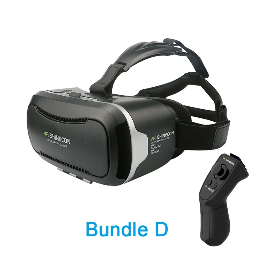 VR SHINECON 4,0 Очки виртуальной реальности 3D очки VR BOX 2,0 google картон с гарнитурой для 4,5-6,0 дюймового смартфона - Цвет: Bundle D