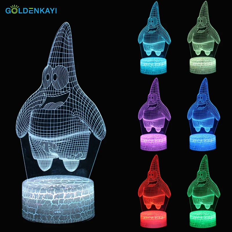 GOLDENKAYI 3D LED Оригинальное ночное освещение атмосфера визуальная лампа сенсорный