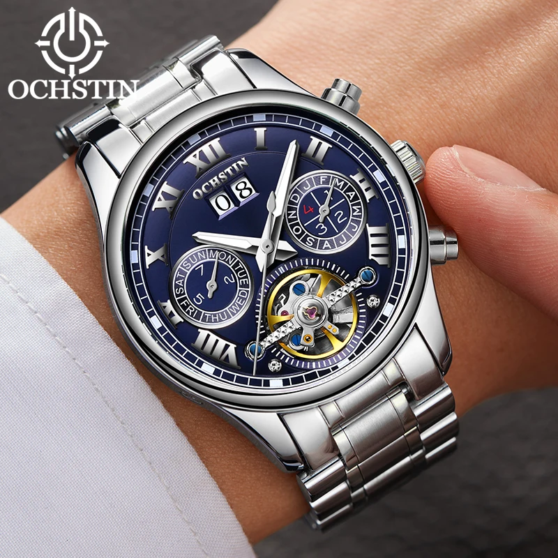 Часы Tourbillon для мужчин автоматические водонепроницаемые из стали 2019|Мужские