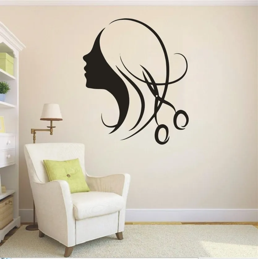 

Art Beauty Girls Salon Vinyl Decal Hair Salon Wall Sticker Shop Window Decor Wall Home Decorative Adesivo Mural NY-158