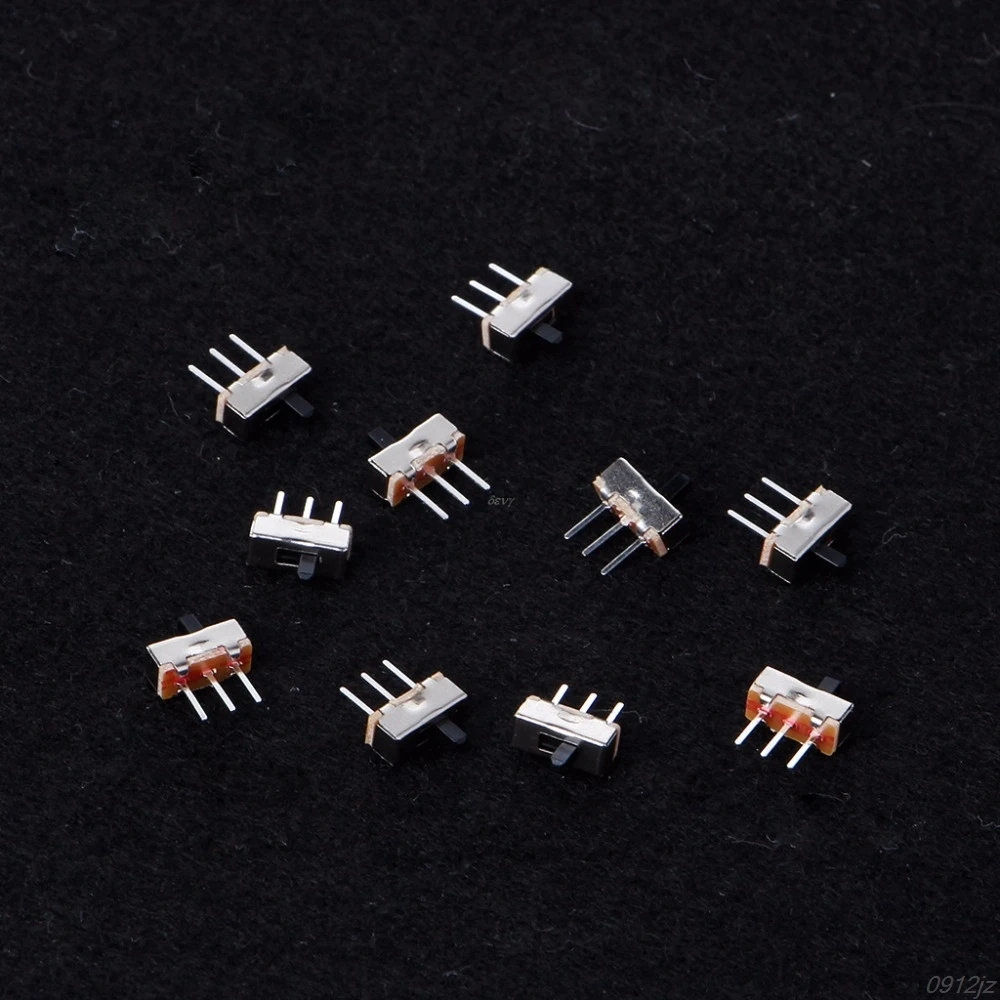 10 шт. 2 положения вкл/выкл SPDT 1P2T 3 Pin PCB панель Мини Вертикальный скользящий