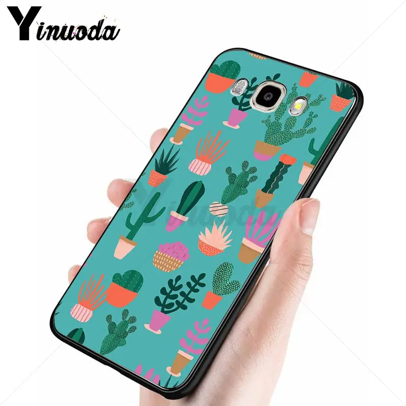 Yinuoda Зеленый Кактус завод черный мягкий чехол для телефона Samsung Galaxy j6plus j7 prime j8 j2