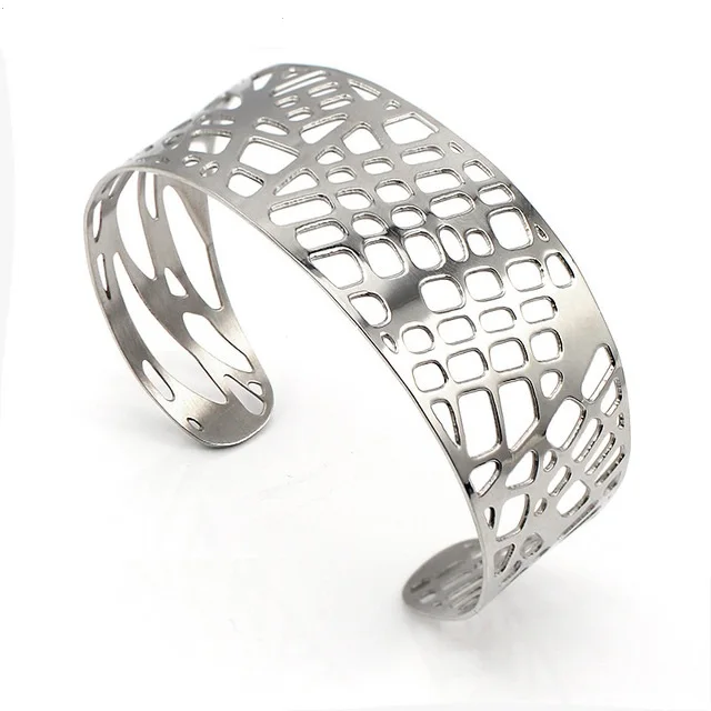New Design Stainless Steel Trendy Plant Leaf Bangles Bracelets circlets Silver Gourmettes for Women wholesale jewelry|bangle wood|bracelet