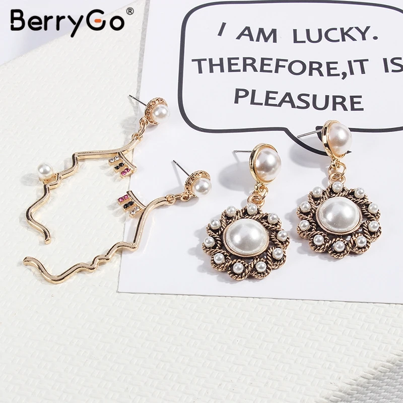 BerryGo массивное ювелирное изделие жемчужные Висячие серьги Женские Ювелирные