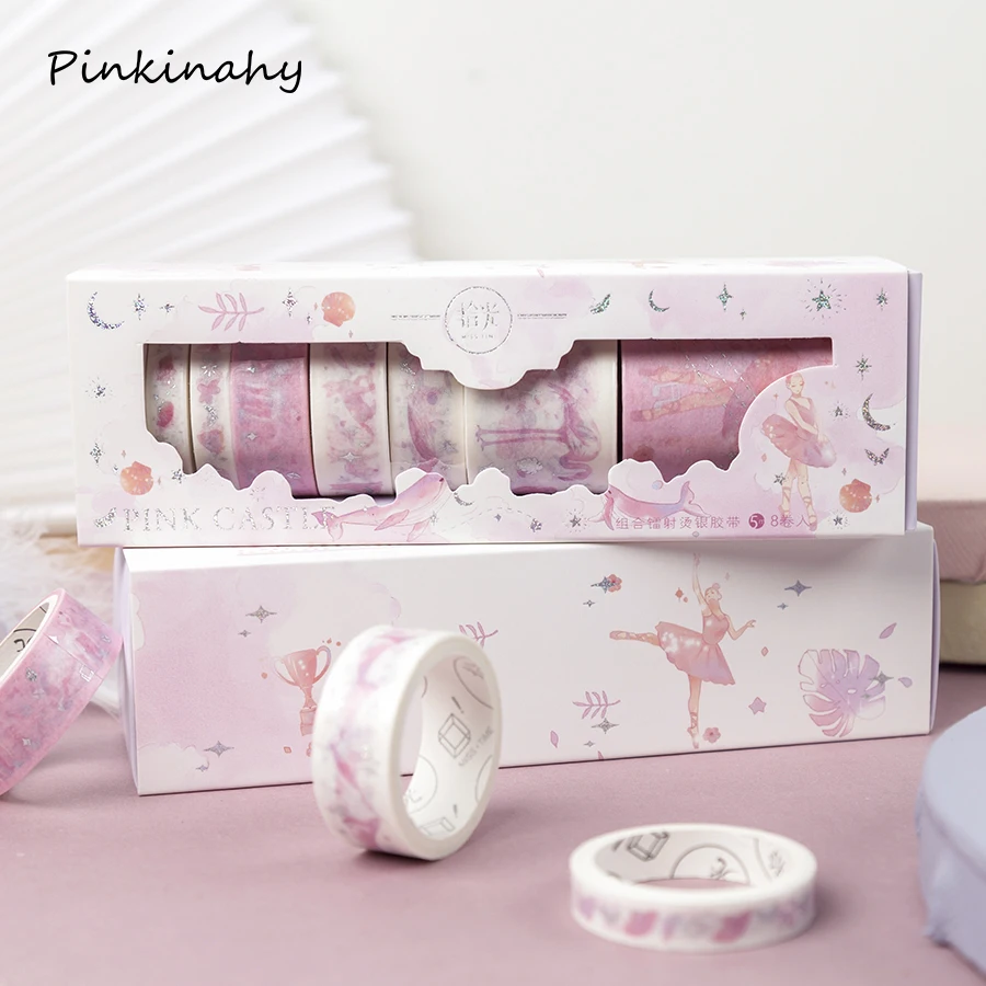 8 pcs Dream Series Laser Washi Tape Set Scrapbook DIY Japanese Masking School Stationery Store Bullet Journal supplies | Канцтовары для