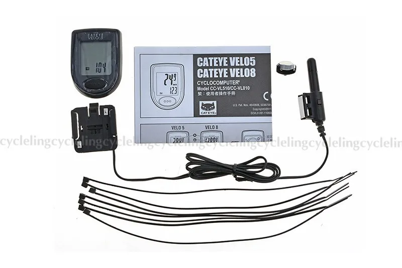 CATEYE велосипедный, проводной, секундомер, ЖК-компьютер, одометр VELO5, CC-VL510, спидометр, водонепроницаемый, с 5 функциями, черный