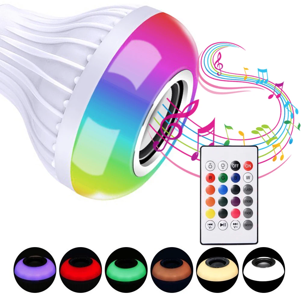 Беспроводная bluetooth колонка YWXLight E27 12 Вт RGB Светодиодная лампа 220 в аудио умная