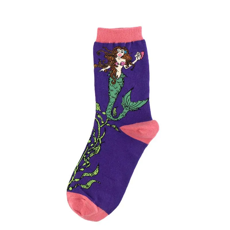 Mermaid Seaweed Взрослые Размеры, носки до середины икры, морская звезда, раковины, окаменелый Гепард, Жаба, Бабочка, Кит, Русалка, волк, золотой ретривер, большой датчан - Цвет: Mermaid Seaweed