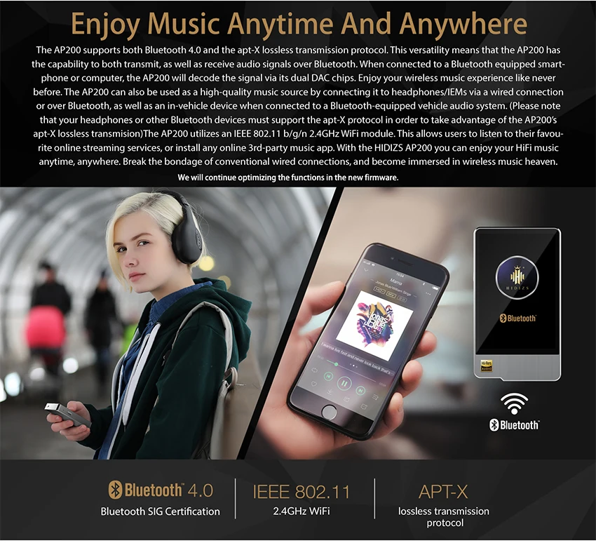 Hidizs AP200 Android Bluetooth 5,1 HiFi музыкальный плеер 64G встроенная память 3,54 'IPS двойной ES9118C ЦАП DSD PCM FLAC MP3
