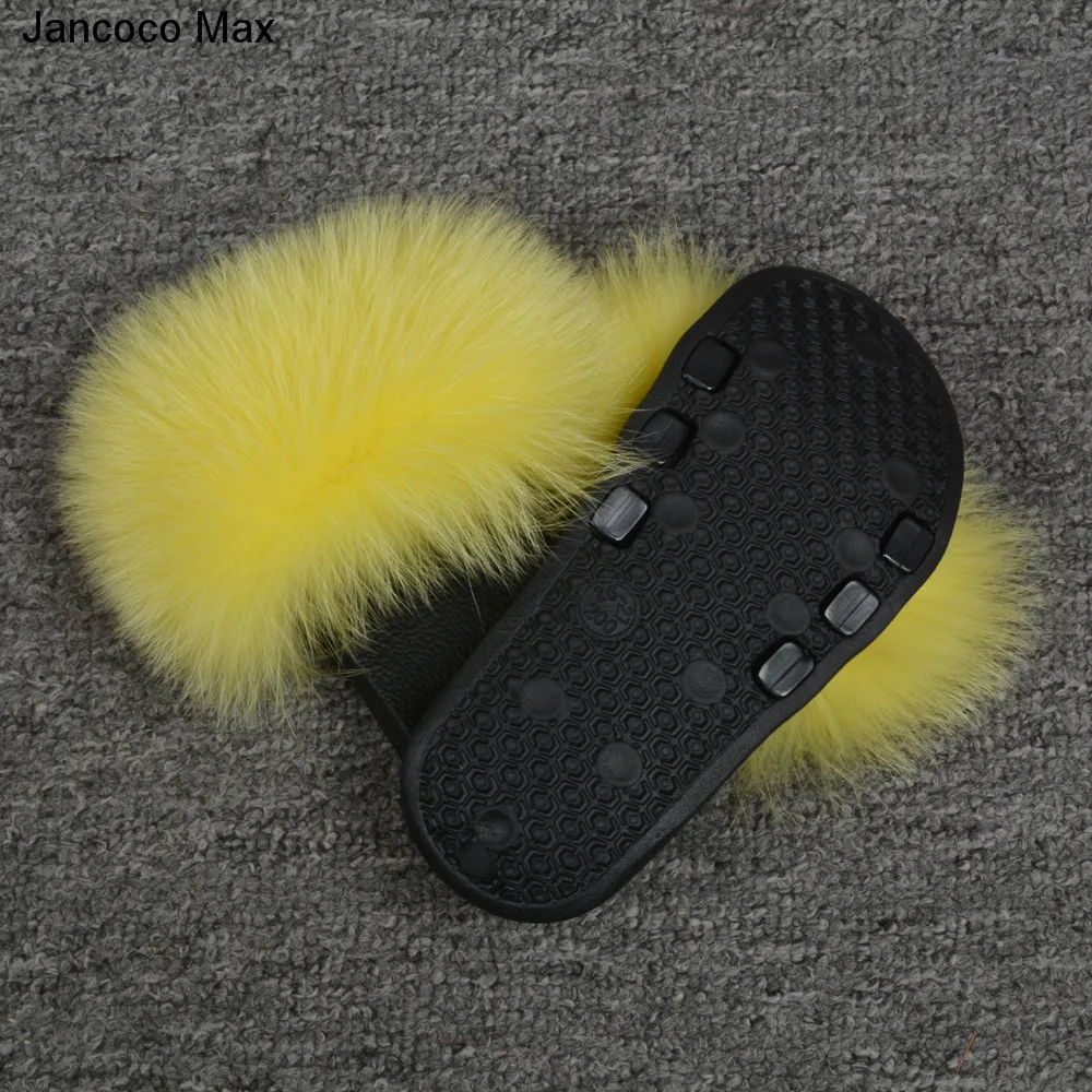 Jancoco Max дети натуральный Лисий Мех для девочки Тапочки Весна Лето натуральный мех шлепанцы для детей Крытый Открытый S60 GLOve24