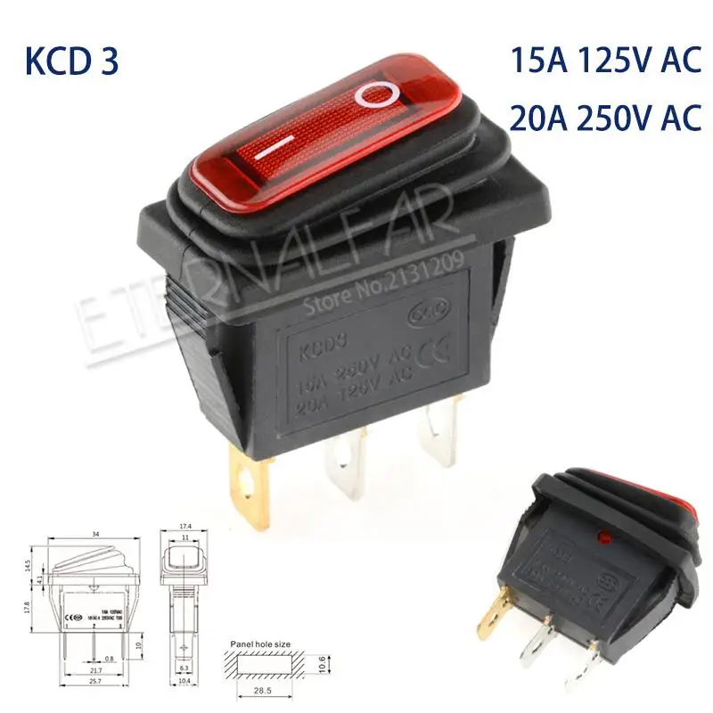 KCD1 KCD2 KCD4 KCD6 On Off 10A 16A 20A 125V 250V AC сверхмощный DPST герметичный водонепроницаемый авто лодка морской тумблер кулисный переключатель с