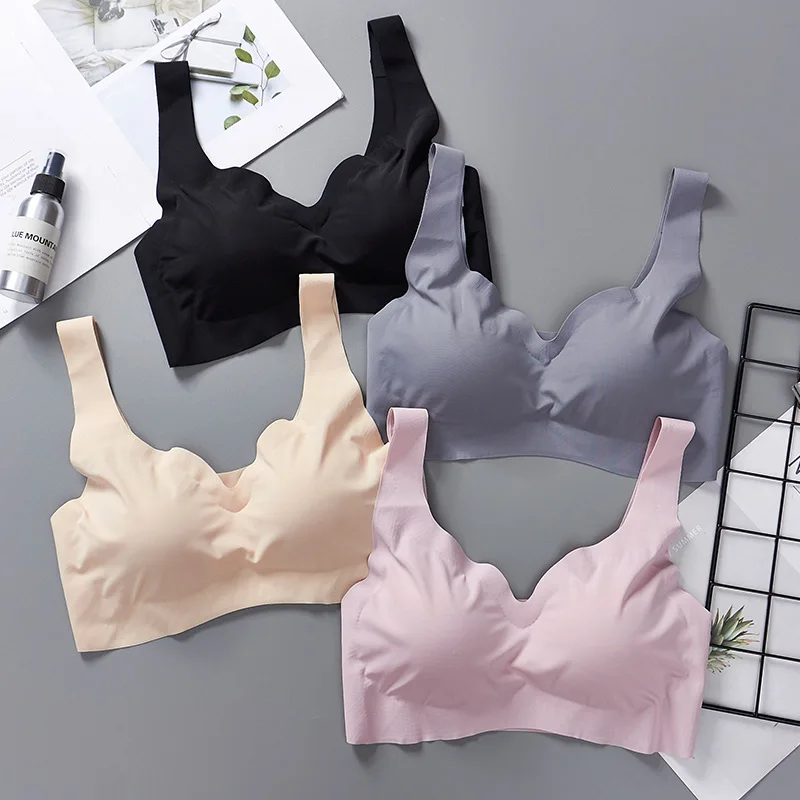 Летний удобный бесшовный бюстгальтер для сна майка большого размера тонкое
