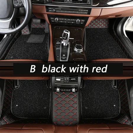 B style black red Кожаные автомобильные коврики для Kia Rio Sorento Sportage Optima K5 Forte Carens Soul 3D авто-Стайлинг кожа - Название цвета: B style black red