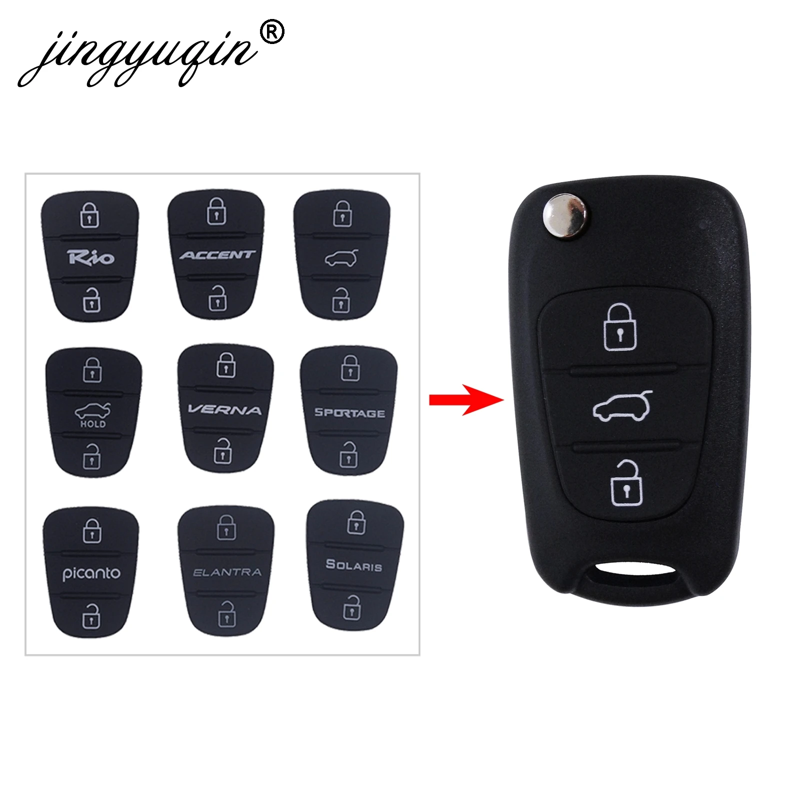 Jingyuqin 50 шт. резиновый кнопочный коврик для Hyundai Solaris Accent Tucson l10 l20 l30 Kia Rio Ceed