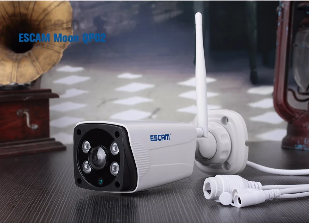 Escam Moon QP02 2MP HD 1080P Wi-Fi камера с сигнализацией, наружная цилиндрическая IR-Cut ip-камера с разрешением 180 градусов, поддержка Макс 64 ГБ, TF карта