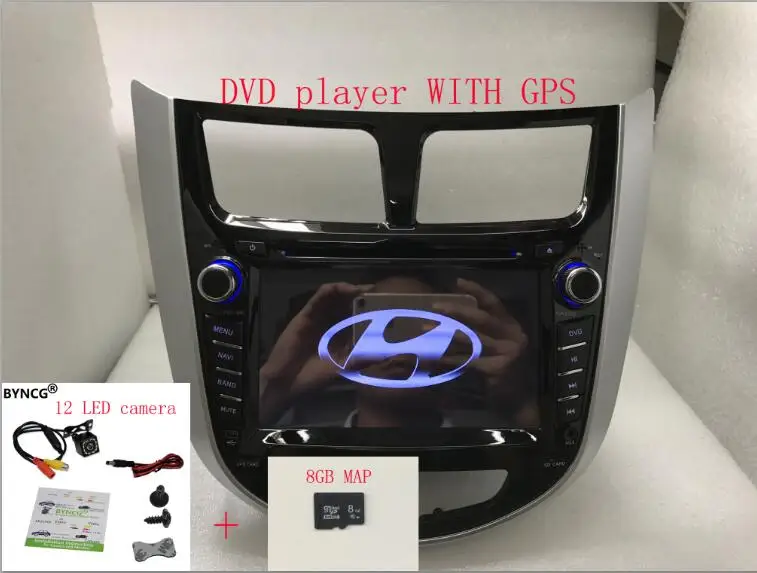 DVD gps map camera BYNCG 2 din dvd-плеер автомобиля для hyundai Solaris акцент Verna i25 с радио gps навигации Bluetooth USB карта камера - Цвет: DVD gps map camera