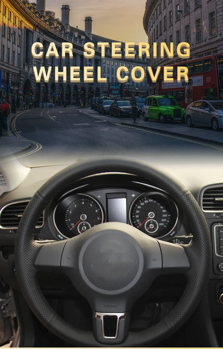 Автомобильная Оплетка на руль для Volkswagen VW Golf 6 Mk6 VW Polo MK5 2010-2013Q без оригинальных кожаных чехлов на колеса