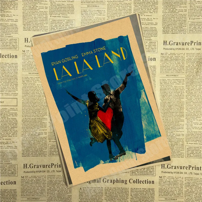 LA LAND фильм ретро крафт-бумага плакат ретро художественные изделия для стен Стикеры гостиной краски бар кафе - Цвет: Темно-серый