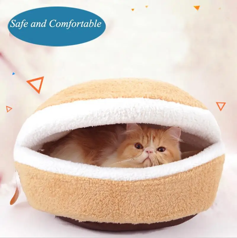 Супер Сделка теплая кошка кровать дом прекрасный Гамбургер ветрозащитный Pet Puppy
