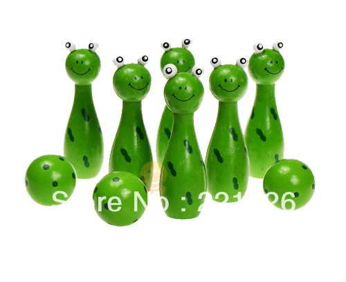 Free Shipping Cattoon Animalis Colorful Wooden Bowlling Ball Game Baby Toys 1set|toy cute|toytoy excavator |