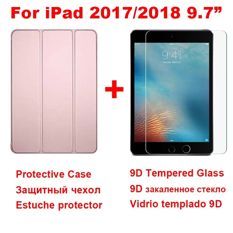 Pink and Glass Чехол для Apple, iPad,, 9,7 дюймов, 5-го, 6-го поколения, тонкий кожаный силиконовый Умный Магнитный чехол для iPad 9,7 - Цвет: Pink and Glass