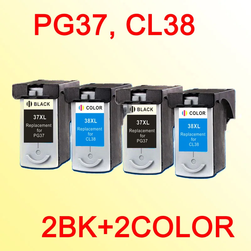 4 шт. отличные чернильные картриджи для замены Canon PG37 CL38 PG-37 IP1800 IP1900 MP210 MP220 MX300 MX310 |