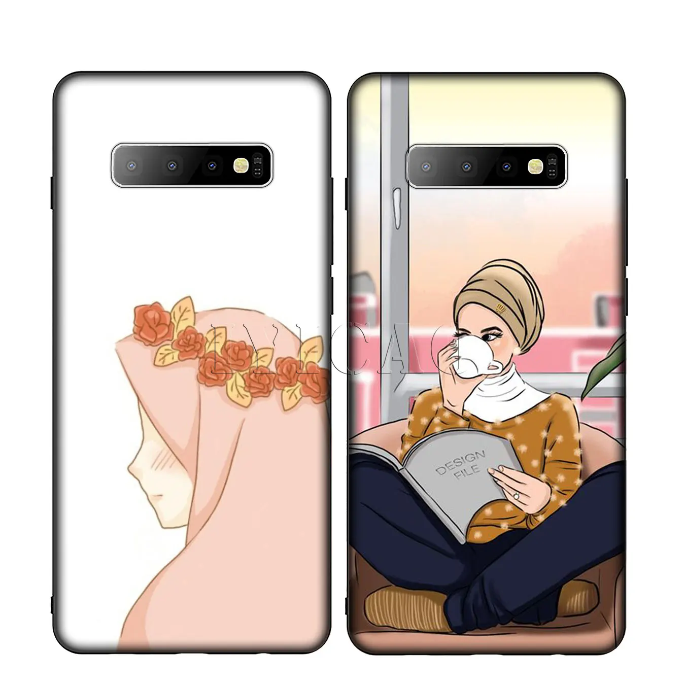 IYICAO Muslim Islamic Black Cartoon Girl Silicone Soft Phone Case for Samsung Galaxy S10 S9 S8 Plus S6 S7 Edge S10e E Cover |