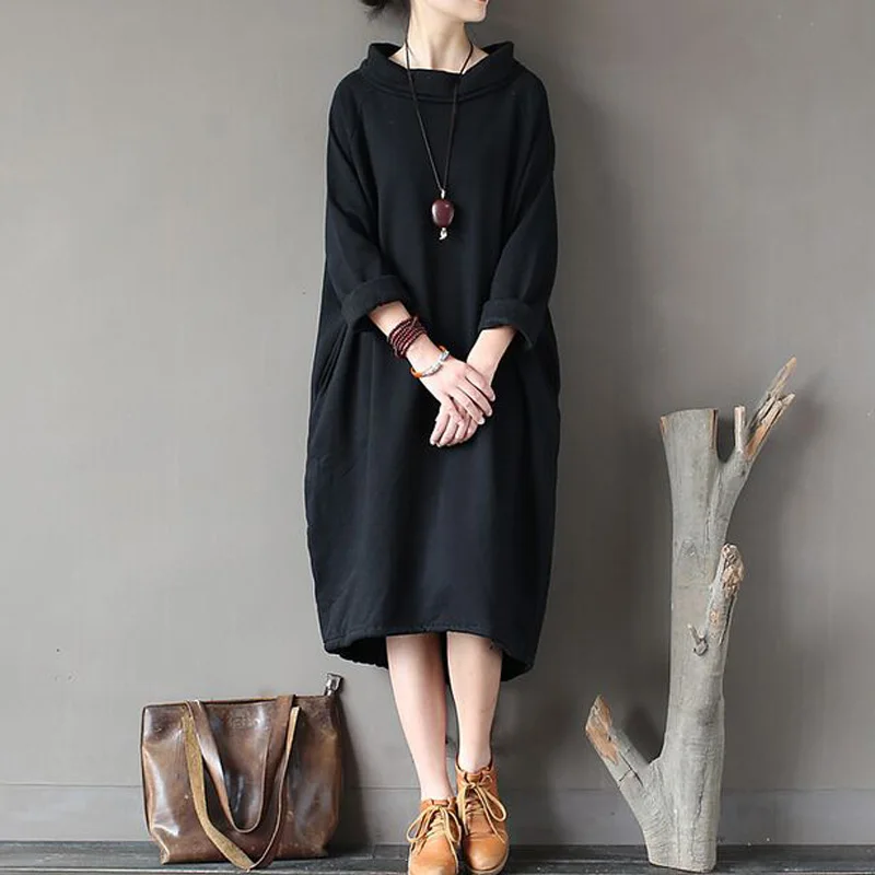 Женское платье новинка 2017 модное весенне осеннее свободное Повседневное макси с