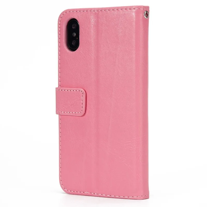 CHAOLIDA Pink Leather Mobile Case for IPhone X 6 6s 7 8 PLUS Card Pocket Small Money Snap PU Phone Holder Girl Wrist Strap |