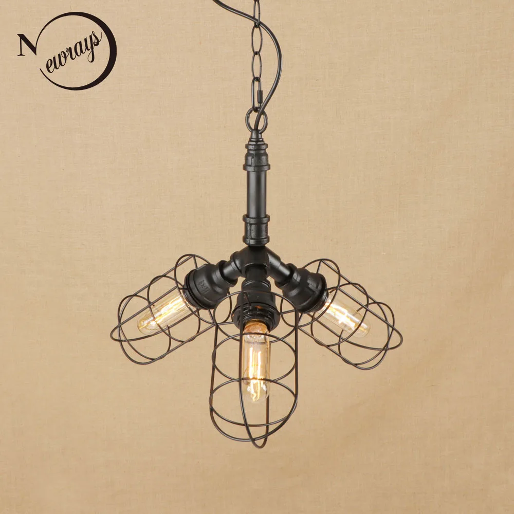 

vintage lron matte black pendant lamp LED 3 lamp Pendant Light Fixture E27 110V For Kitchen Lights Cabinet parlor/dining room