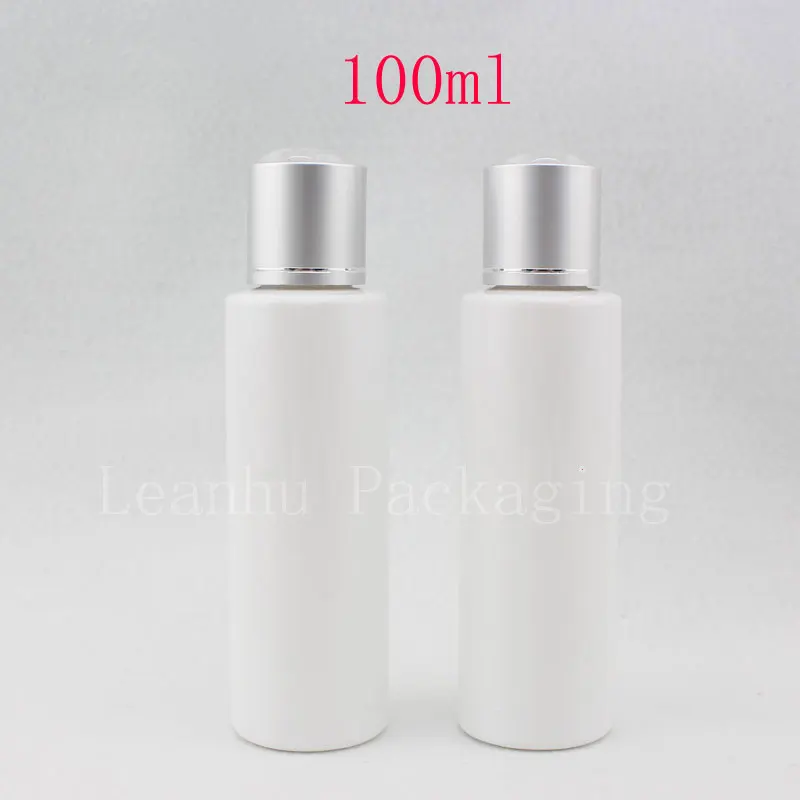 Оптовая продажа 100 мл белые круглые пустые косметические пластиковые бутылки для