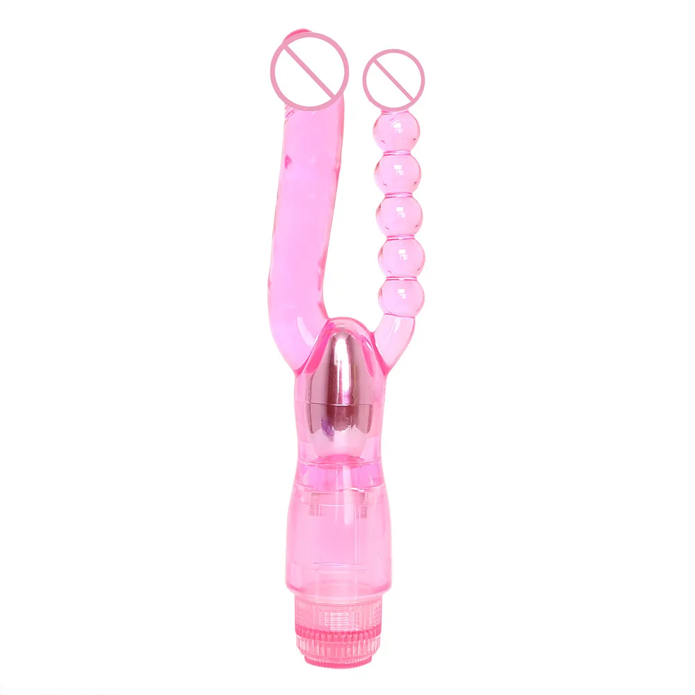 MwOiiOwM Dual Penetration Double Vibrator Anal Sex Toys Textured Shaft Dildos Beads Stimulator Adult Products For Women | Красота и
