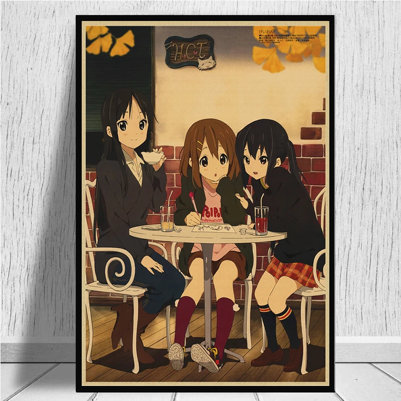 K-ON плакат из крафт-бумаги стикер стены японского аниме плакат из крафт-бумаги s домашний декор комнаты крафт-бумаги наклейки на стену