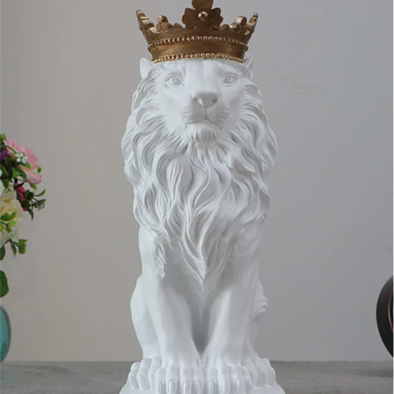 34 cm High Gold Lion Resin Ornaments Home Decoration Accessories Simulated Animal Office Best Christmas Gift | Дом и сад