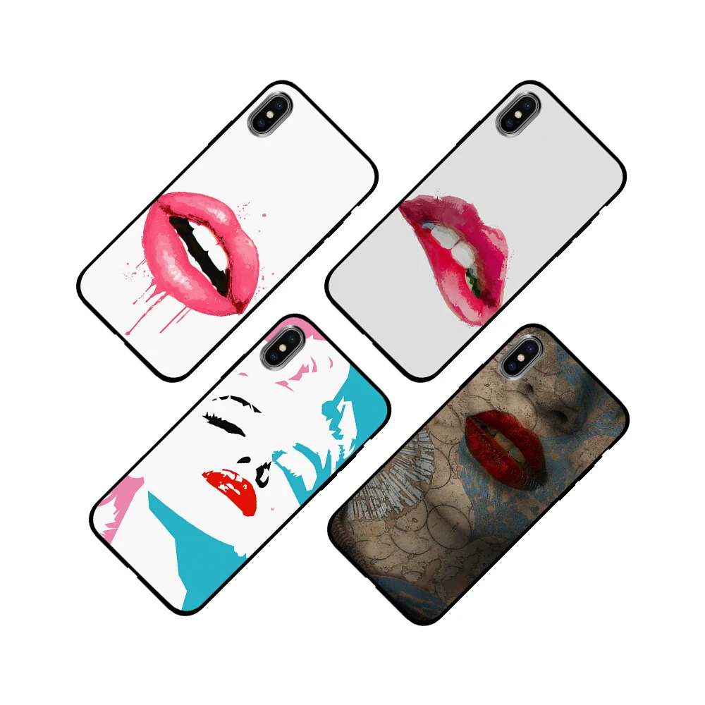 Художественный стиль с большими губами Мягкий ТПУ чехол для Apple iPhone 6 6S 7 8 Plus 5 5S SE X