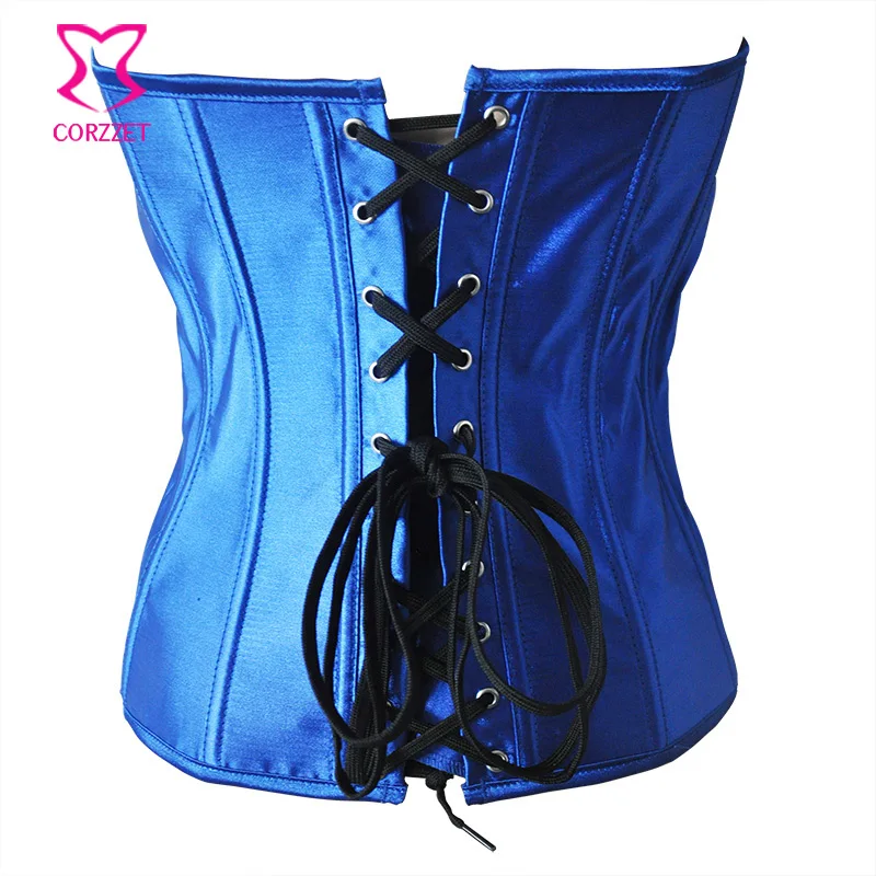 Синие атласные корсеты и бюстье сексуальный корсет для супердевушек костюм