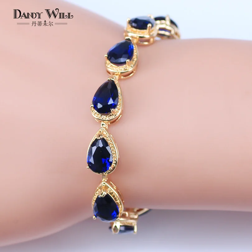 Простой стиль Дубай золотой цвет ювелирные изделия роскошный синий кубический