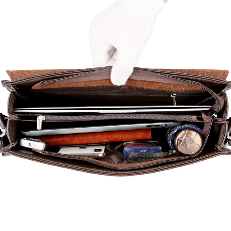 designer men bag fashion Shoulder bag Business briefcase Men Messenger Bags vintage Leather Crossbody Bag Casual Man Handbags images - 6