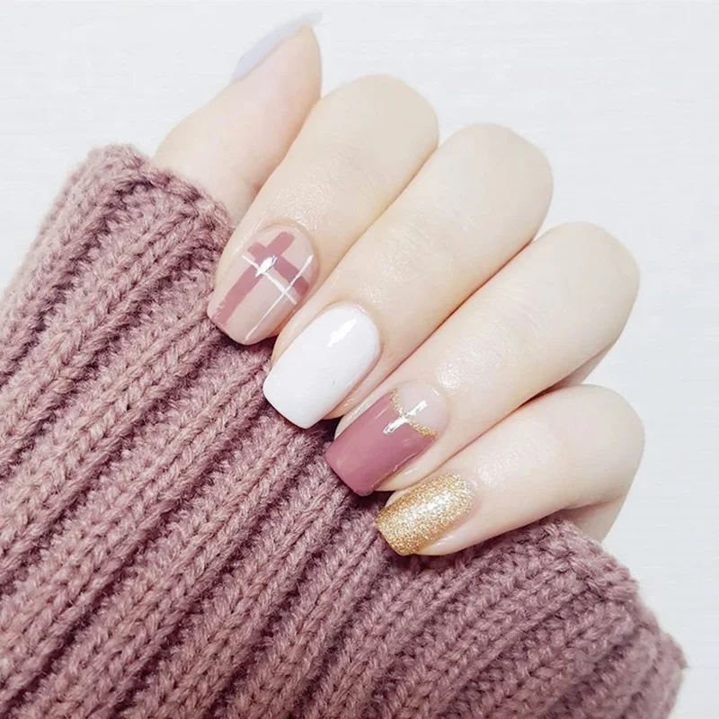 24 шт. элегантные розовые белые золотые наклейки для дизайна ногтей во