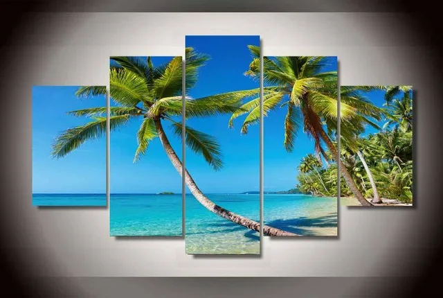 Новинка 5 шт./компл. холст художественные картины тропический пляж Пальма