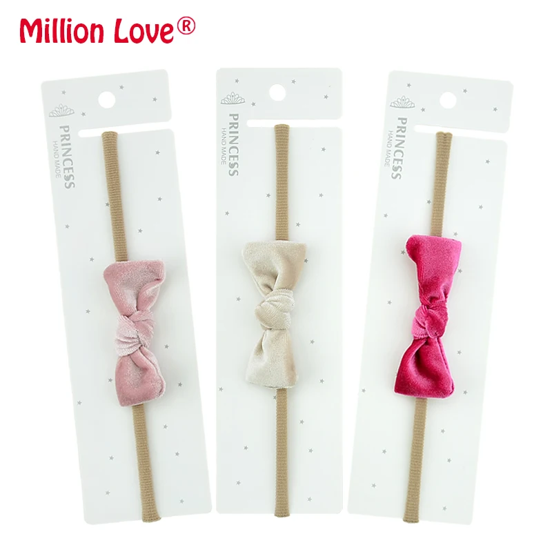 Прекрасный девочка бархат лук эластичный нейлон повязка на голову головные