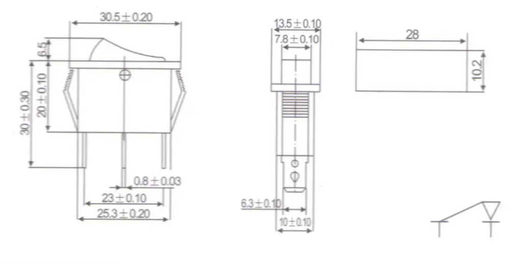 5 шт. Прямоугольный синий светильник с подсветкой 2-позиционный клавишный