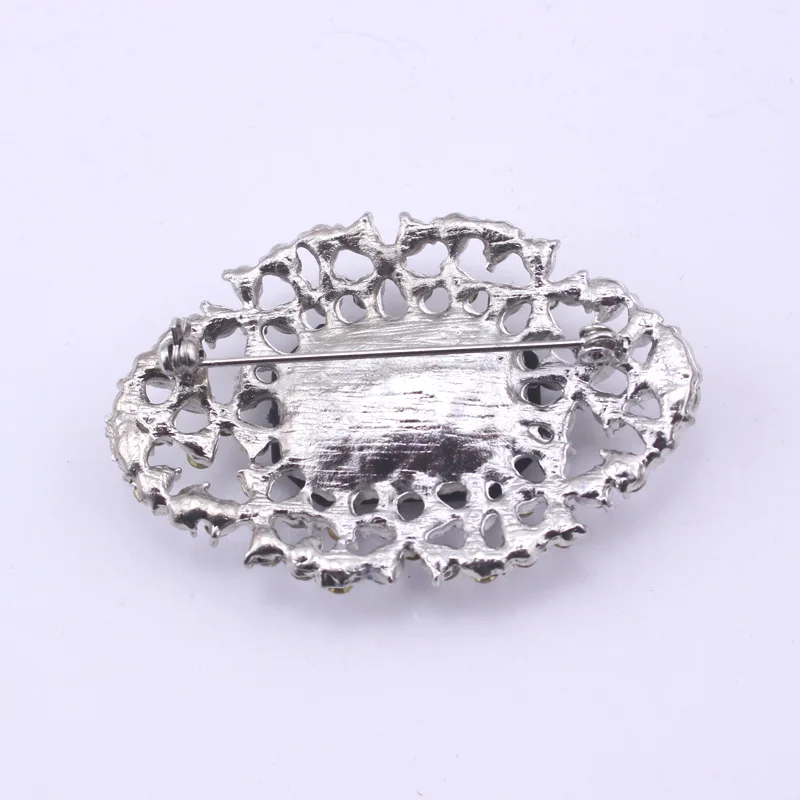 Женская винтажная брошка со стразами и акриловым камнем черного цвета модные