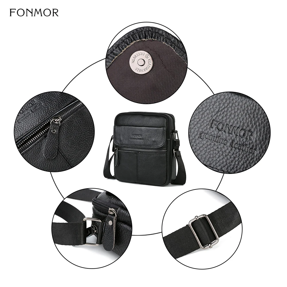 Мужская сумка мессенджер Fonmor модная вместительная через плечо из натуральной